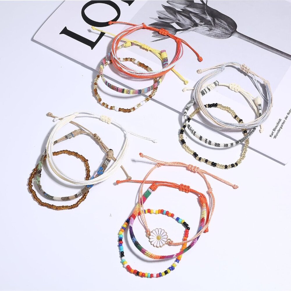 24 Pieces Waterproof String Bracelets for Women Surfer Wave Boho Bracelet Adjust - Picture 8 of 9